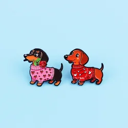 Broche esmaltado perro salchicha metálico para chaqueta y mochila