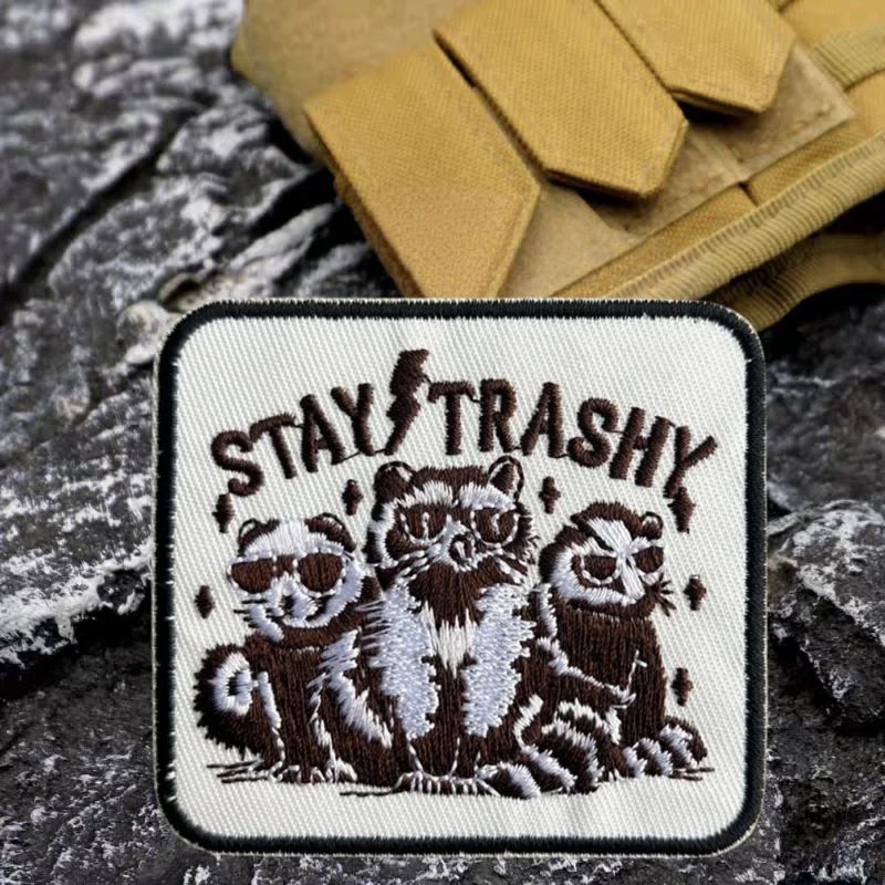 Parche bordado del equipo Racoon Squad, chaleco táctico, insignia de moral con gancho y bucle, pegatina decorativa para mochila, parches para brazalete para ropa - imagen 4