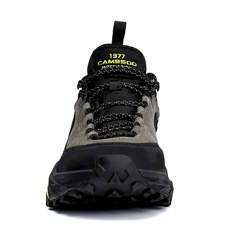 CAMSSOO Botas de senderismo de cuero de vaca, zapatos de caza impermeables para hombre, zapatos de viaje, zapatillas de deporte informales para escalar al tobillo - imagen 3