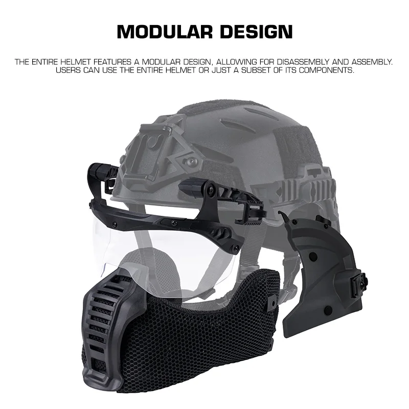 Casco táctico de protección completa Wendy 3,0 con media máscara, protector bucal/gafas abatibles/cubierta para las orejas, equipo de entrenamiento Airsoft para caza - imagen 5