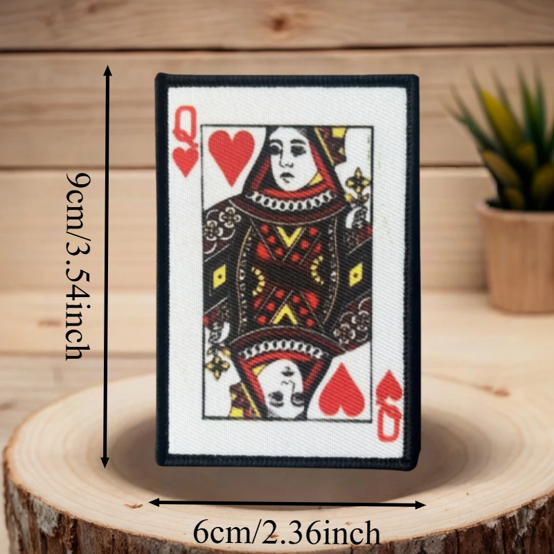 Parche estampado de la reina de corazones, chaleco táctico, insignia de moral con gancho y bucle, pegatinas decorativas para mochila, parches para brazalete para ropa - imagen 3