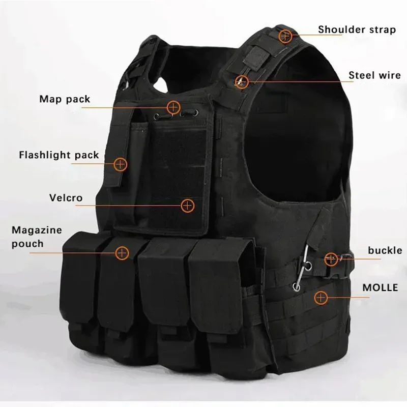 Chaleco táctico para entrenamiento de combate, portador de placa de asalto, caza al aire libre, Airsoft CS, chalecos de protección deportiva para caza - imagen 4