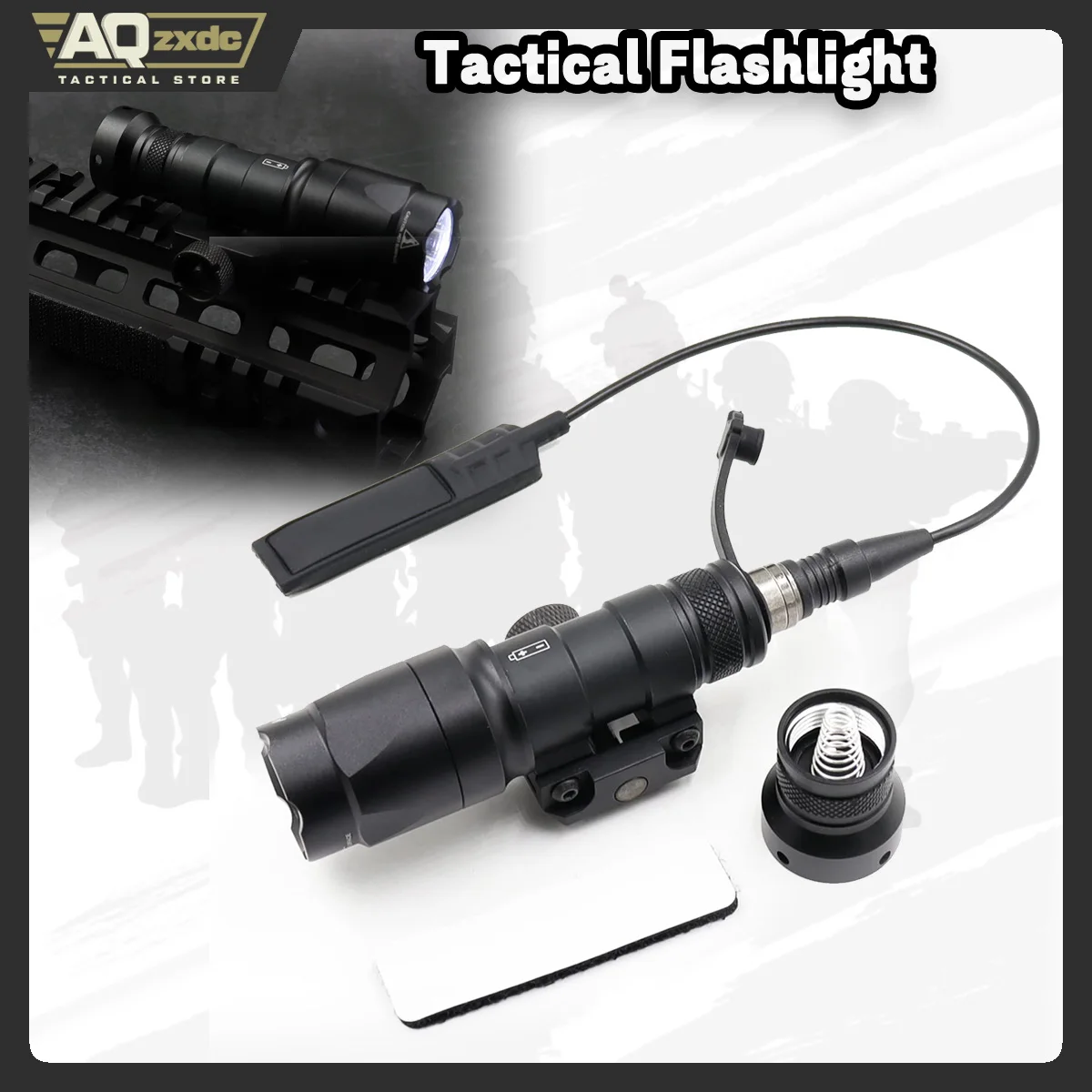 AQzxdc linterna táctica Picatinny M300A Mini luz LED blanca con luz estroboscópica para arma con interruptor de presión