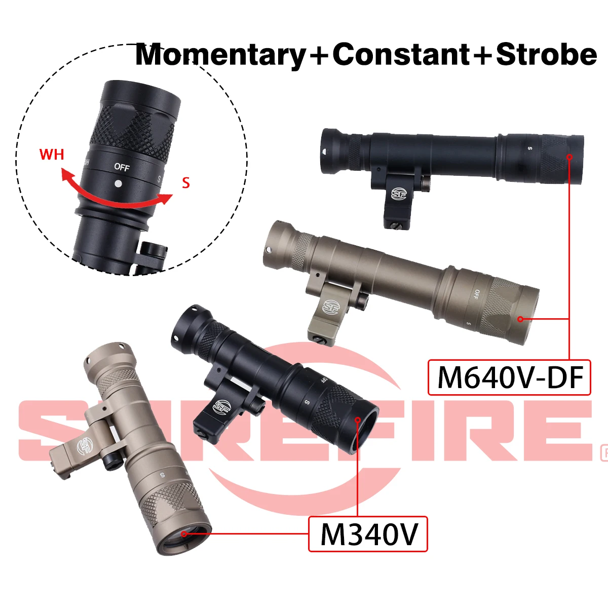 Linterna táctica Surefire M340 DF M640 M600 M340V SF LED Scout Light 20mm Picatinny Rail M LOK montaje Airsoft lámpara de caza - imagen 5