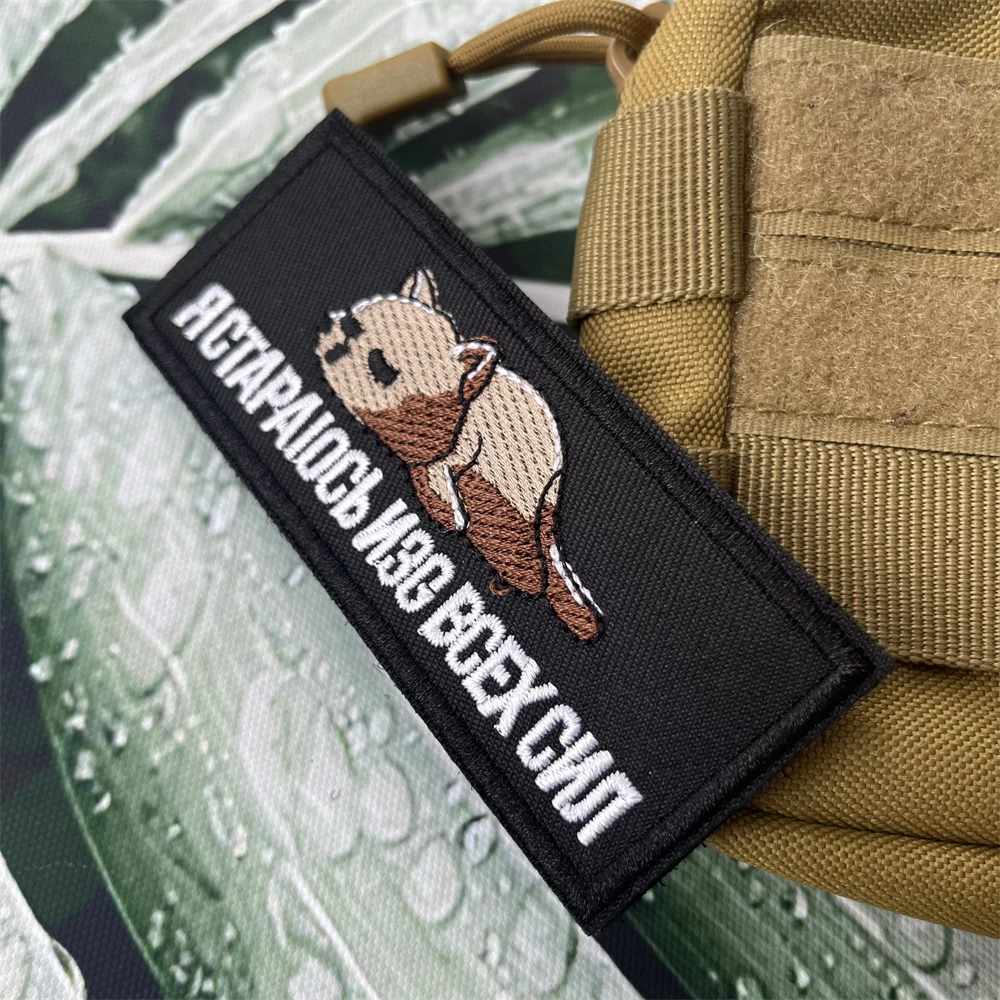 "Gato, no hoy, he hecho mi mejor". Parches bordados, insignia de moral táctica, pegatina militar para mochila - imagen 5