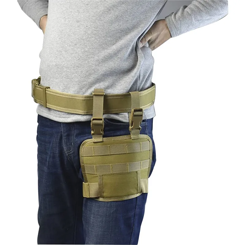 Plataforma táctica de pierna caída Molle, Panel ajustable para pierna y muslo, tablero colgante, bolsa con Clip para cartuchos portátil, alforja para mallas - imagen 4