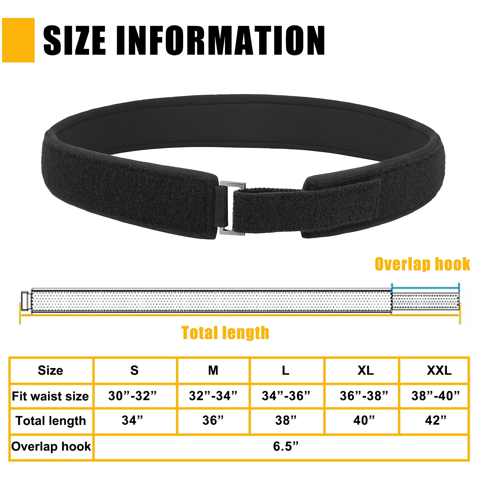 KRYDEX-cinturón interior acolchado para hombre, cinturón de nailon forrado con bucle cómodo, color negro, 1,5 "a 2" - imagen 5
