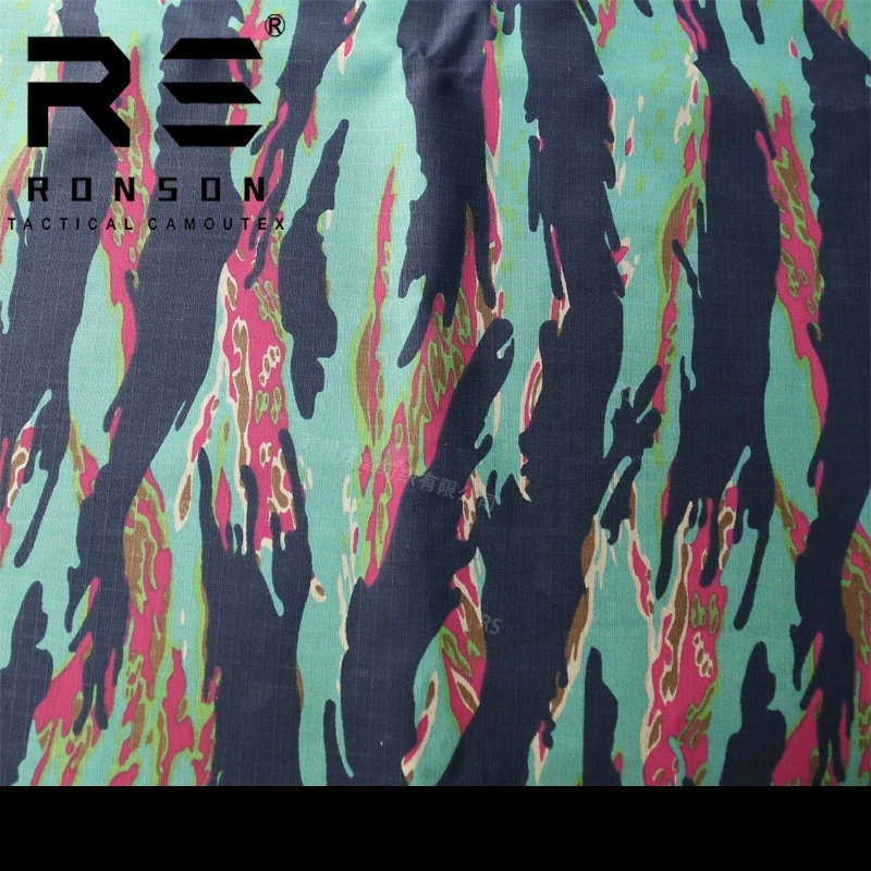 Tela de algodón de camuflaje a rayas de tigre de Miami, tela de traje de rana táctica transpirable, resistente a la abrasión, nailon, Gingham, NYCO50/50 - imagen 4