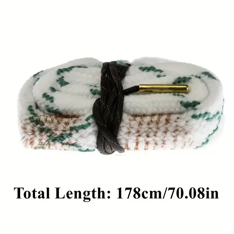 Serpiente universal para limpieza de armas con 2 cepillos de latón integrados, cuerda de orificio de fibra de poliéster para mantenimiento y limpieza de escopetas 12GA - imagen 2