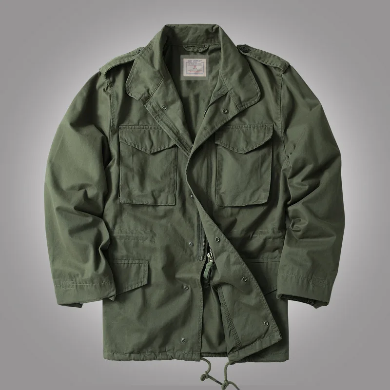 Chaqueta de campo M65 para hombre, abrigo de mezclilla con múltiples bolsillos, chaqueta táctica militar, cortavientos informal Vintage de gran tamaño - imagen 4