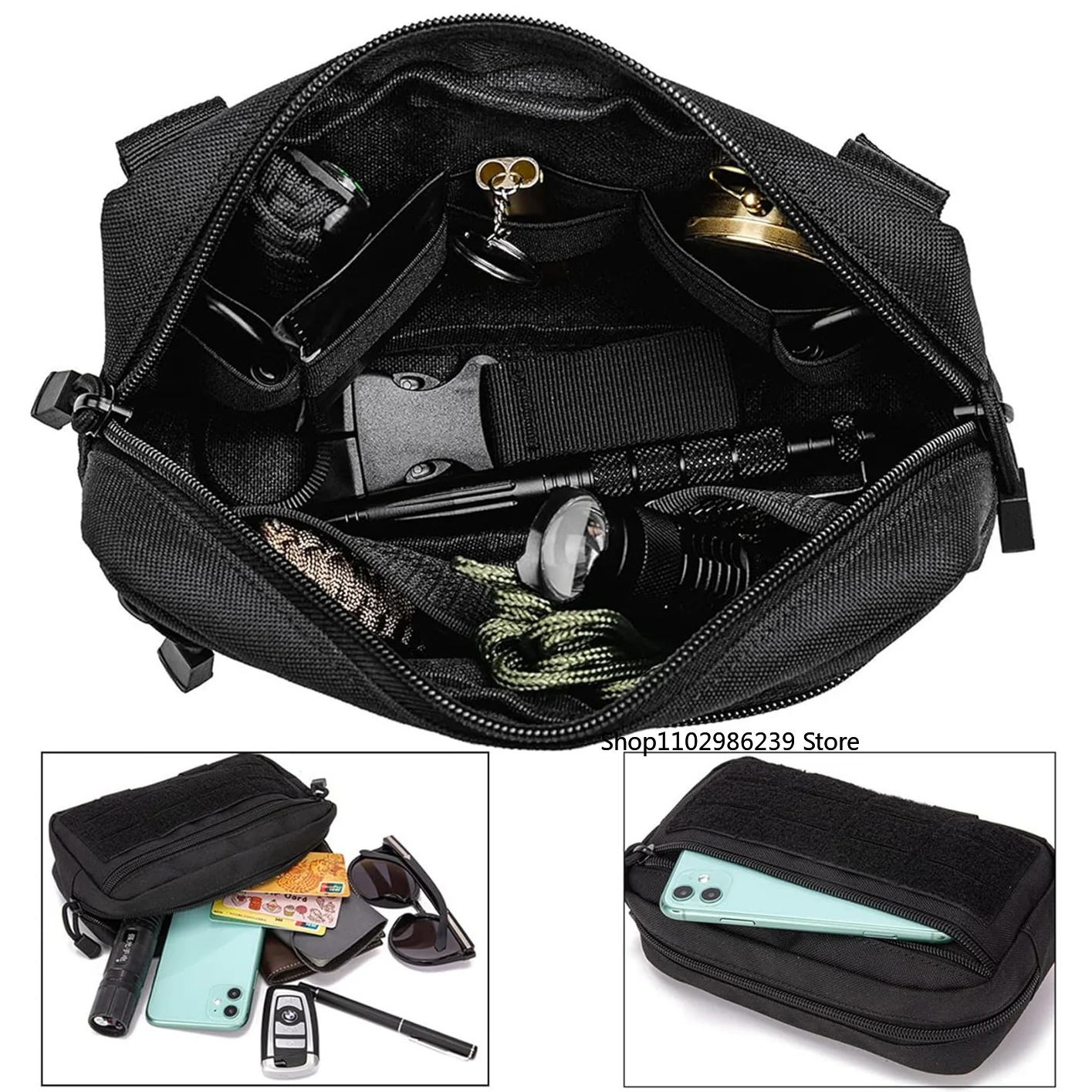 Bolsa táctica MOLLE EDC, bolsa administradora multiusos para caza al aire libre y senderismo, riñonera militar para mochila y cinturón - imagen 4