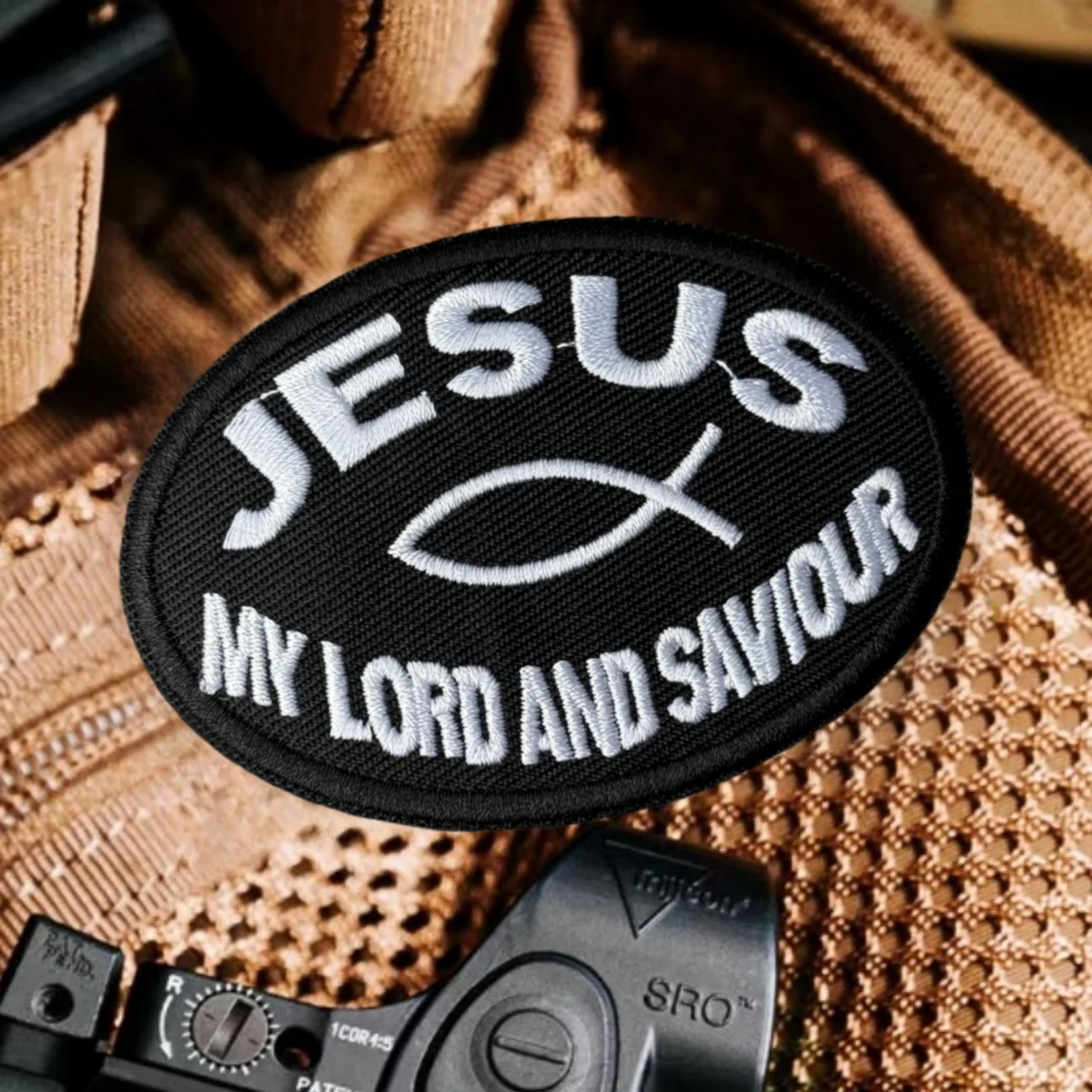 Jesús mi Señor y Salvador Jesús pescado Dios cristiano insignia de moral bordada parches de gancho táctico pegatinas de mochila militar