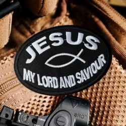 Jesús mi Señor y Salvador Jesús pescado Dios cristiano insignia de moral bordada parches de gancho táctico pegatinas de mochila militar