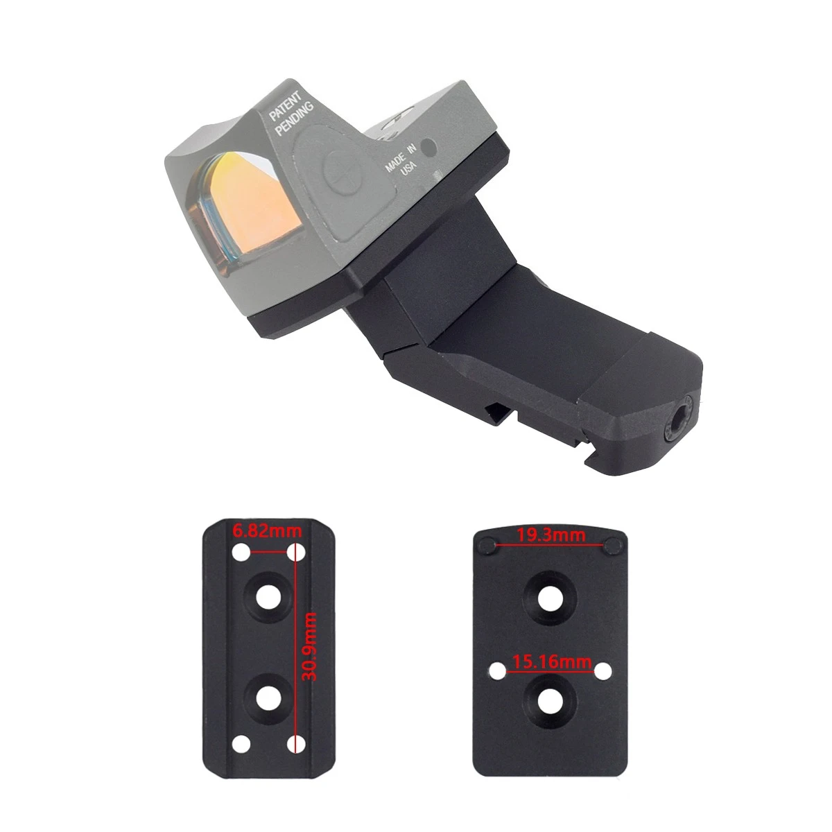 Táctico 30 °   45 °   Soporte compensado para armas de vista de punto rojo RM, luz láser, linterna, soporte de alcance apto para riel de 20mm, óptica de caza - imagen 4