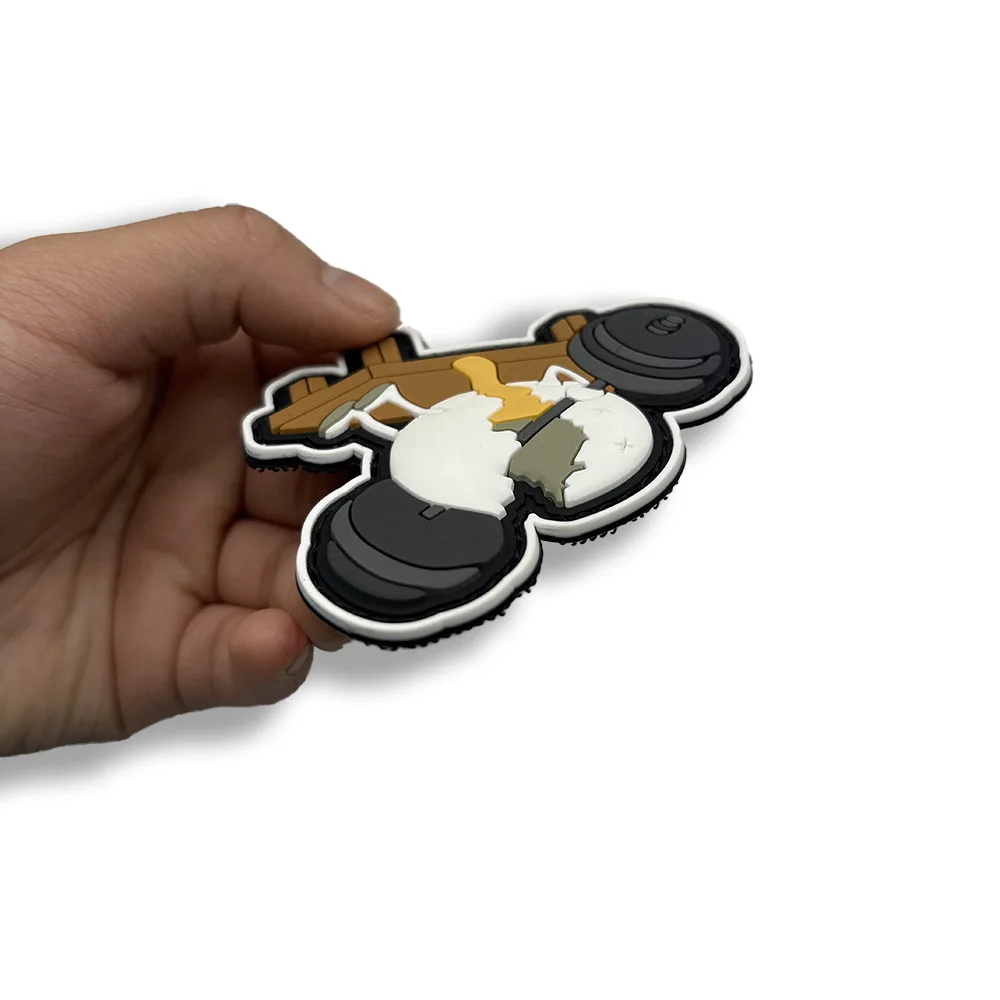 Una barra de Fitness que aplasta cáscaras de huevo parche táctico moral parches militares de gancho y bucle de PVC para pegatinas de mochila de ropa - imagen 4