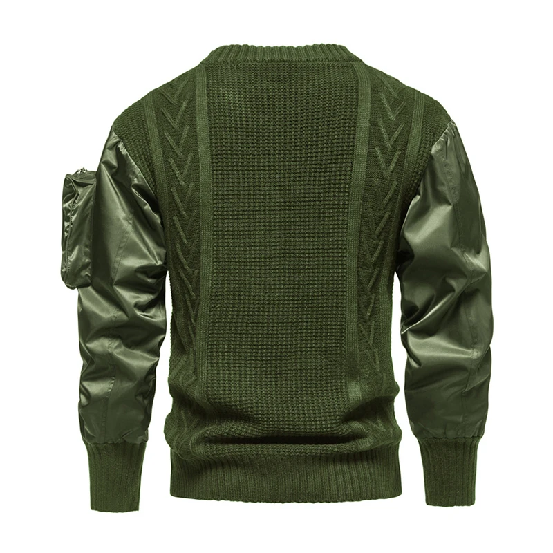 Suéter de cuello redondo de Color tridimensional, empalme de personalidad, diseño de moda europea y americana, manga con bolsillo - imagen 4