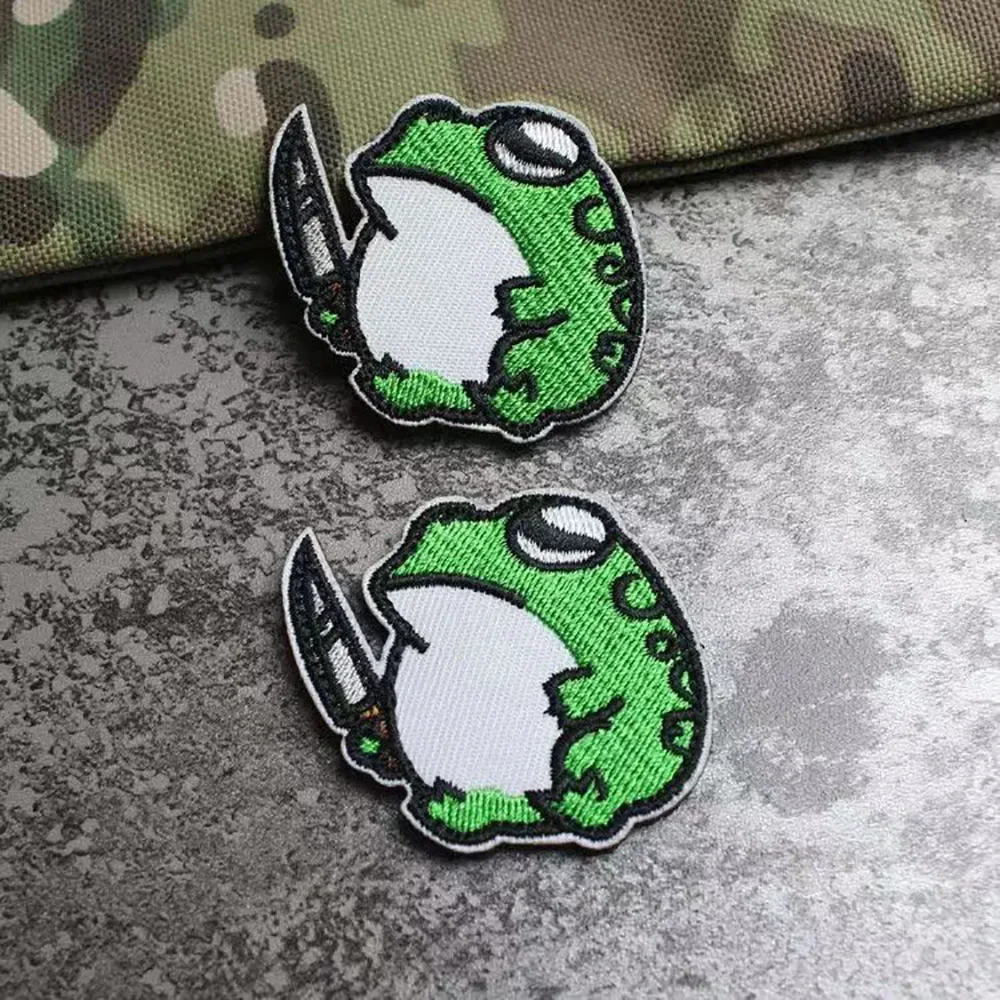 Cuchillo pato paz ganso enojado parche ganso grande cuchillo pequeño rana insignia táctica parches bordados en ropa mochila apliques - imagen 4