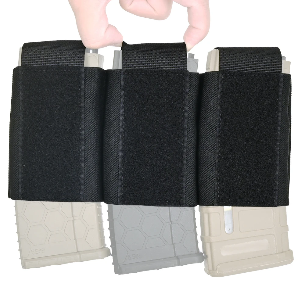 Bolsa táctica Triple para revistas, bolsa magnética elástica con gancho, canguro 556, 762, AR15, M4, AK47 equipo de caza, accesorios para Airsoft - imagen 4