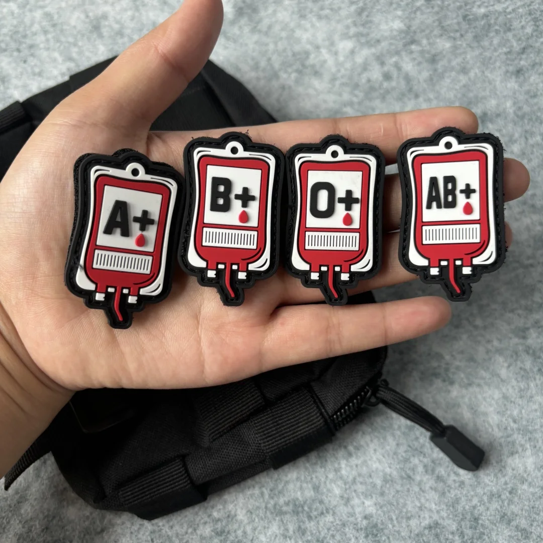 Parche táctico Blood Group "A + B + AB + O +", emblema de gancho y bucle de PVC, insignia de moral militar, nueva brazalete adhesivo, pegatinas para mochila - imagen 5