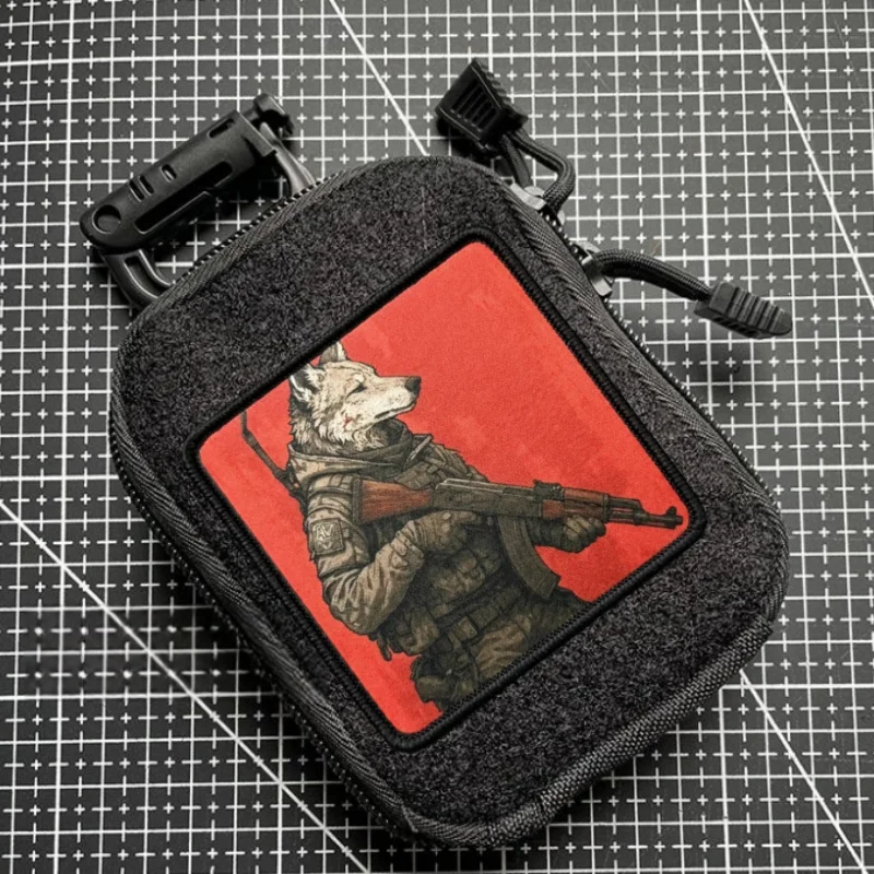 Parche de lobo táctico, insignia de moral, gancho y bucle estampado, mochila militar, accesorios de decoración de ropa, brazalete adhesivo - imagen 3