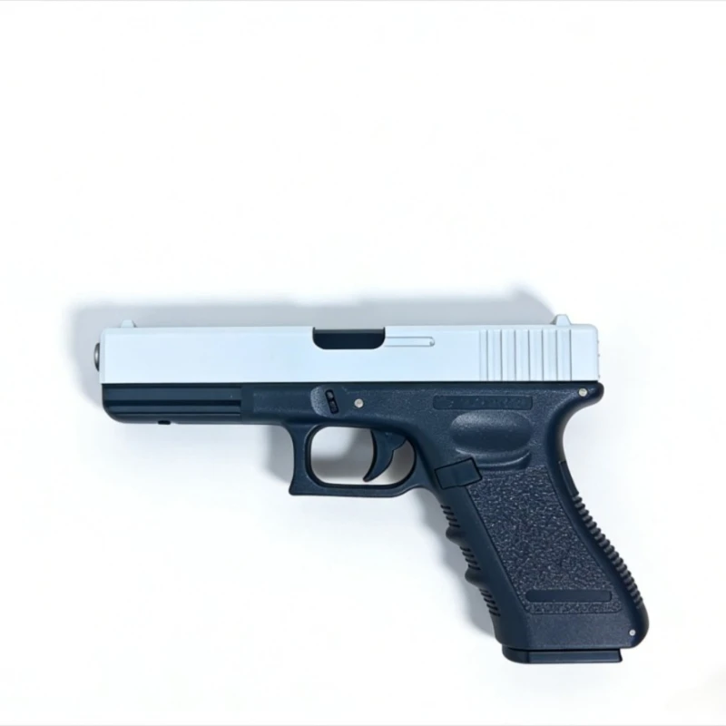 Pistola réplica de juguete negra y blanca con cámara vacía - imagen 5