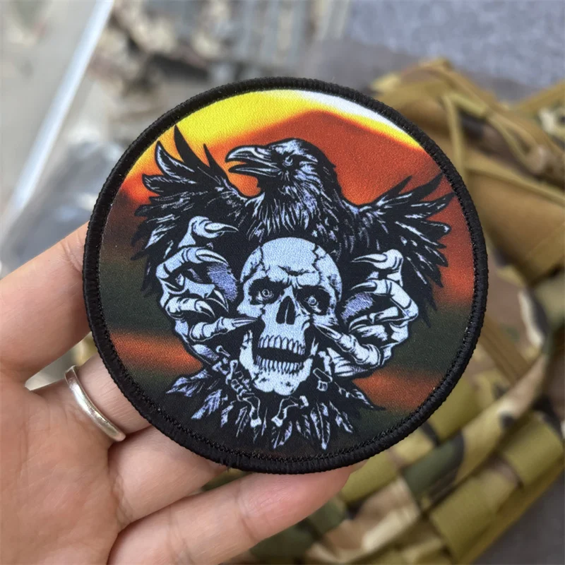 Parche táctico con estampado de calavera para ropa, insignias de moral, parches militares con gancho, pegatinas para mochila - imagen 2