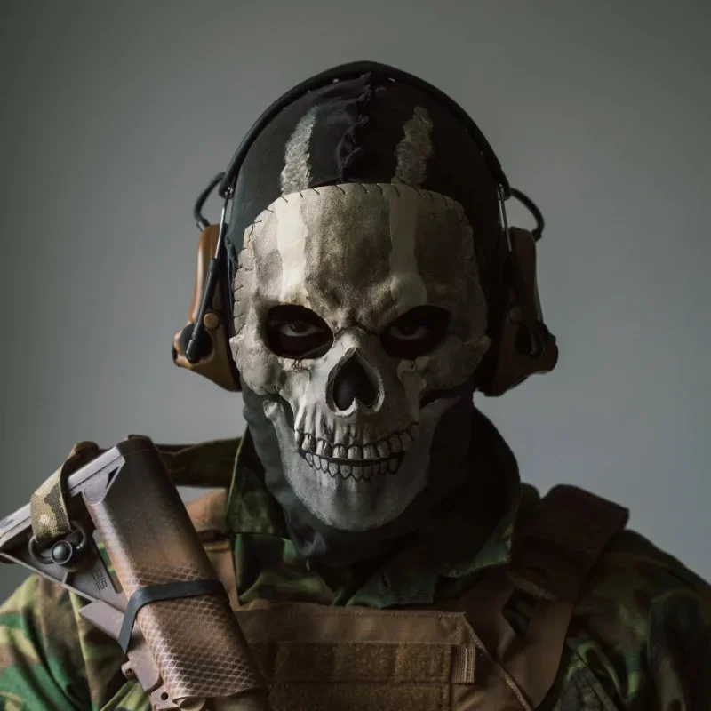 Máscara de fantasma de Call of Duty, gorro de Calavera, disfraz de Halloween de Navidad, accesorios para fiestas navideñas, cascos de látex de juego de rol - imagen 3