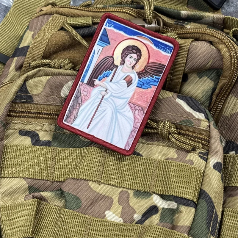 Parche con estampado de Madonna para ropa, insignias de moral táctica, parches militares con gancho, pegatinas para mochila