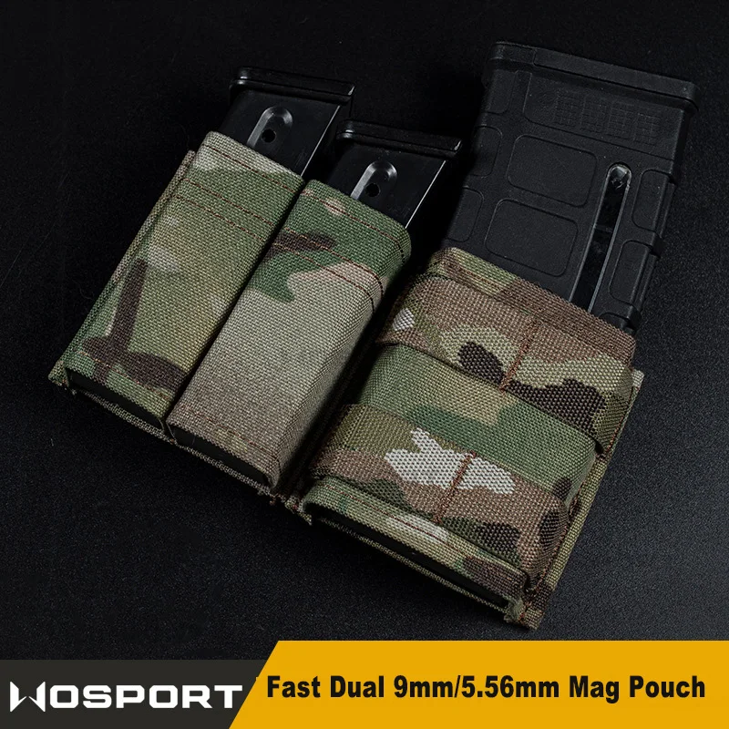 Bolsa táctica para cargador, bolsa de 9mm, 1 + 2 lados, doble pila, Molle Mag, Kydex Wedge Insert, KYWI, Airsoft Mag, AR15, M4, 5,56 - imagen 2