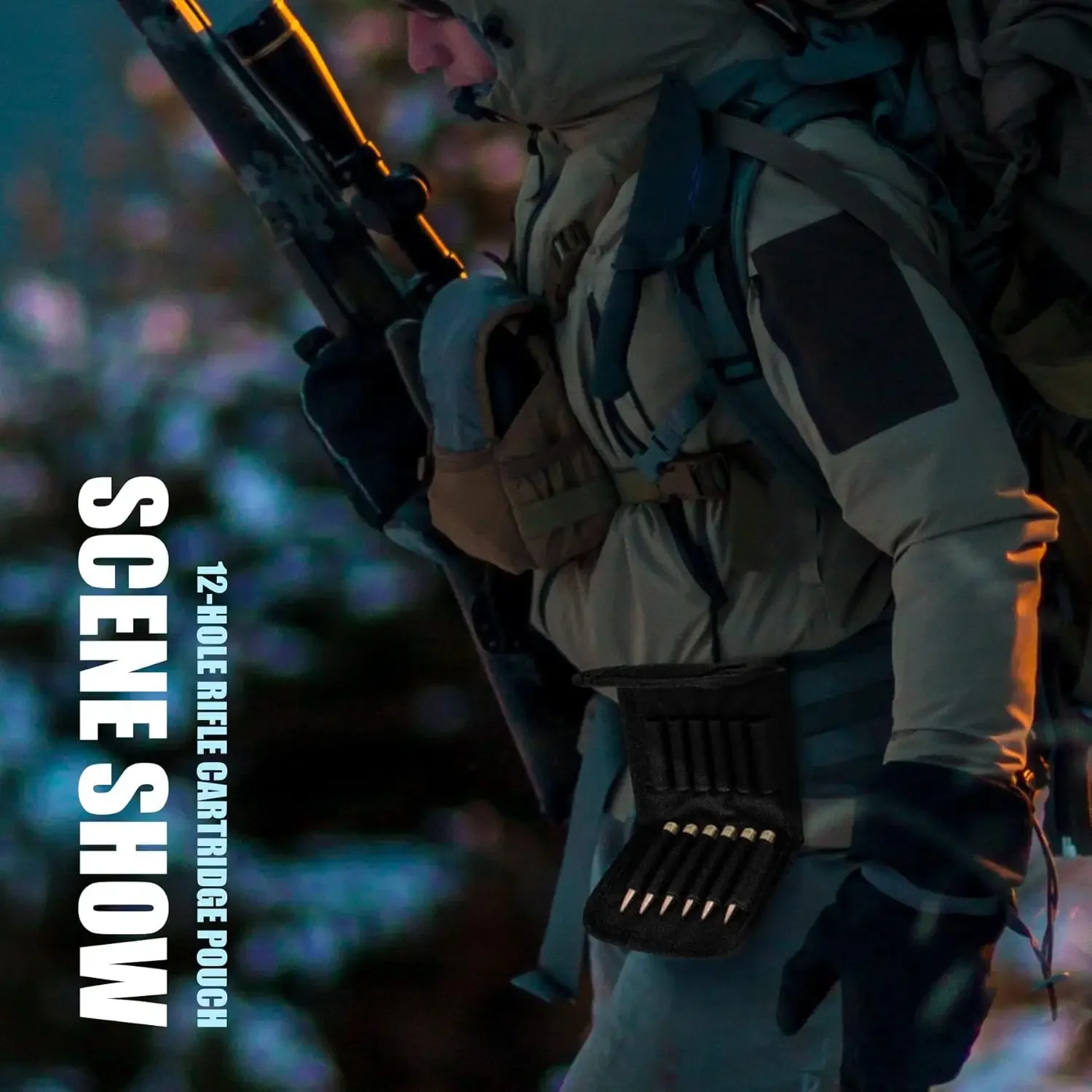 Bolsa táctica Molle para munición de Rifle de 12 redondos para exteriores, bolsa plegable para cartuchos para Rifle de caza y revista, soporte para cartuchos de 12 balas de Rifle - imagen 5