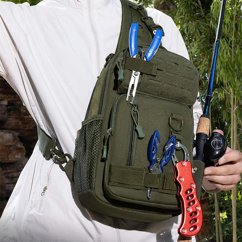 Bolsa táctica de pecho para senderismo al aire libre, bolso cruzado deportivo para pesca y caza, sistema Molle con gancho y bucle, bolsa de viaje para acampar y ciclismo para hombre - imagen 2