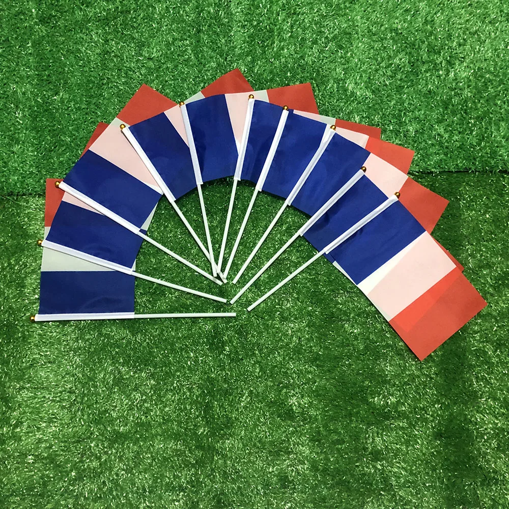 SKY FLAG 14x21cm Bandera ondulada a mano de Francia con poste de plástico, pancarta de poliéster para decoración - imagen 4