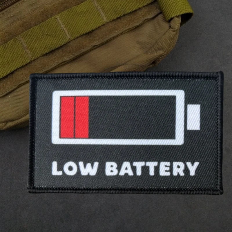 Parche de impresión de batería baja, chaleco táctico, sombreros con gancho y bucle, insignia de moral, mochila, pegatinas decorativas, parches para brazalete para ropa - imagen 5