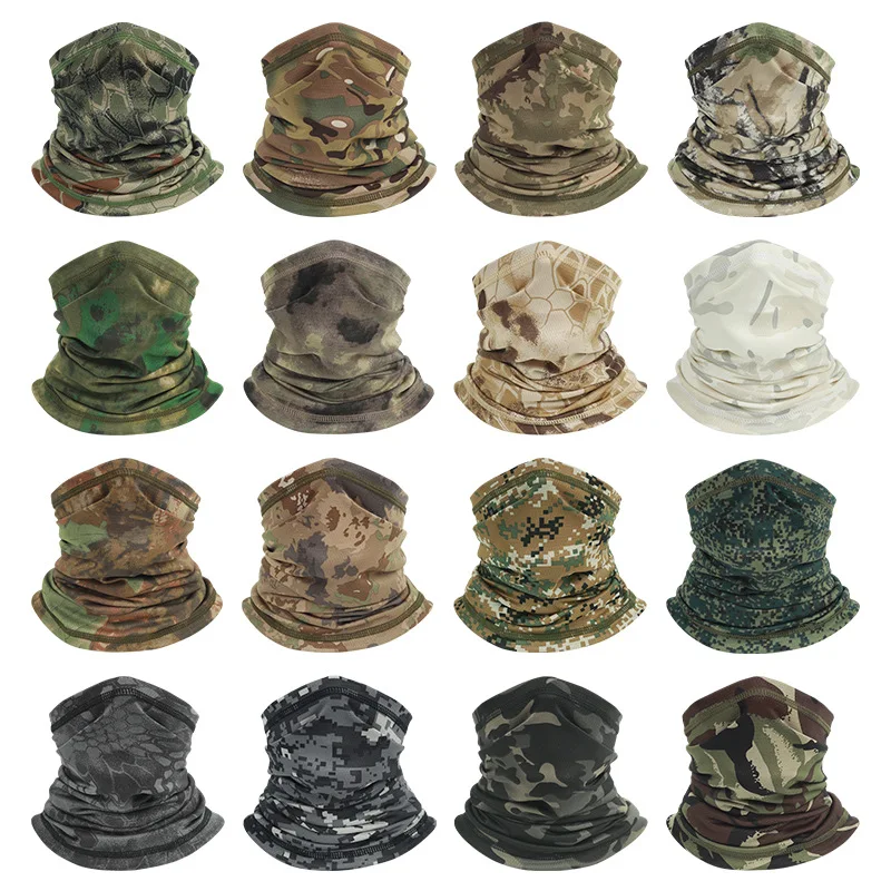 Bufanda de protección solar de camuflaje, máscara para el cuello para pesca al aire libre, toalla mágica para la cara, cubierta deportiva para el cuello de malla transpirable