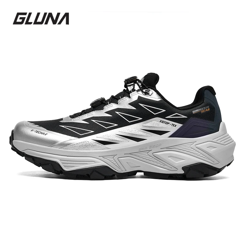 GLUNA, zapatos de senderismo para hombre, zapatos deportivos impermeables para exteriores, zapatos ligeros de malla para trekking todoterreno, zapatillas para correr, zapatos tobilleros - imagen 3