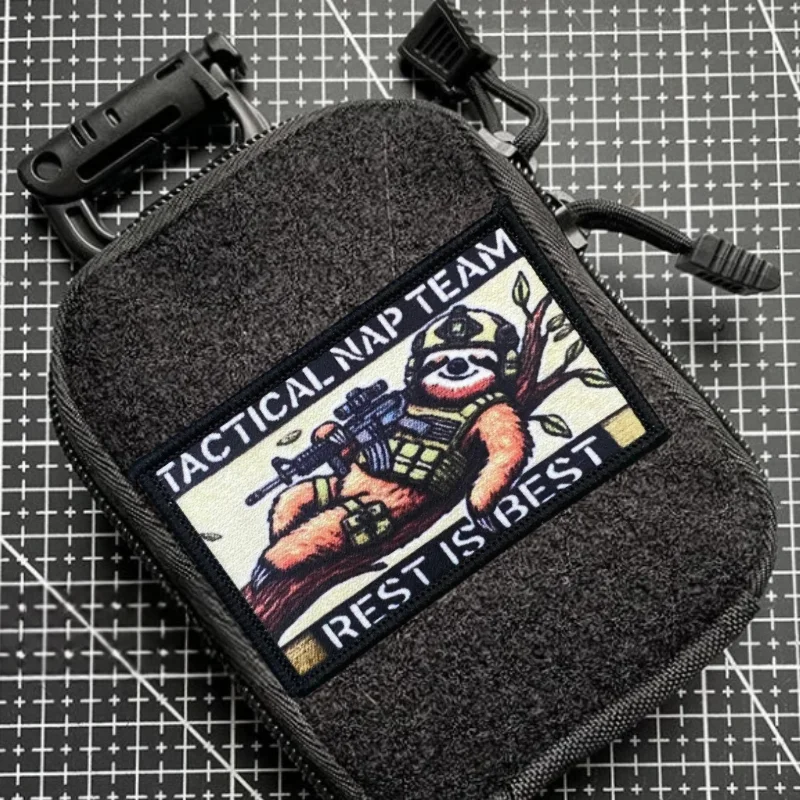 Parche táctico para equipo de siesta, insignia de moral militar divertida con estampado de gancho y bucle, mochila, ropa, accesorios decorativos, pegatina, brazalete - imagen 2
