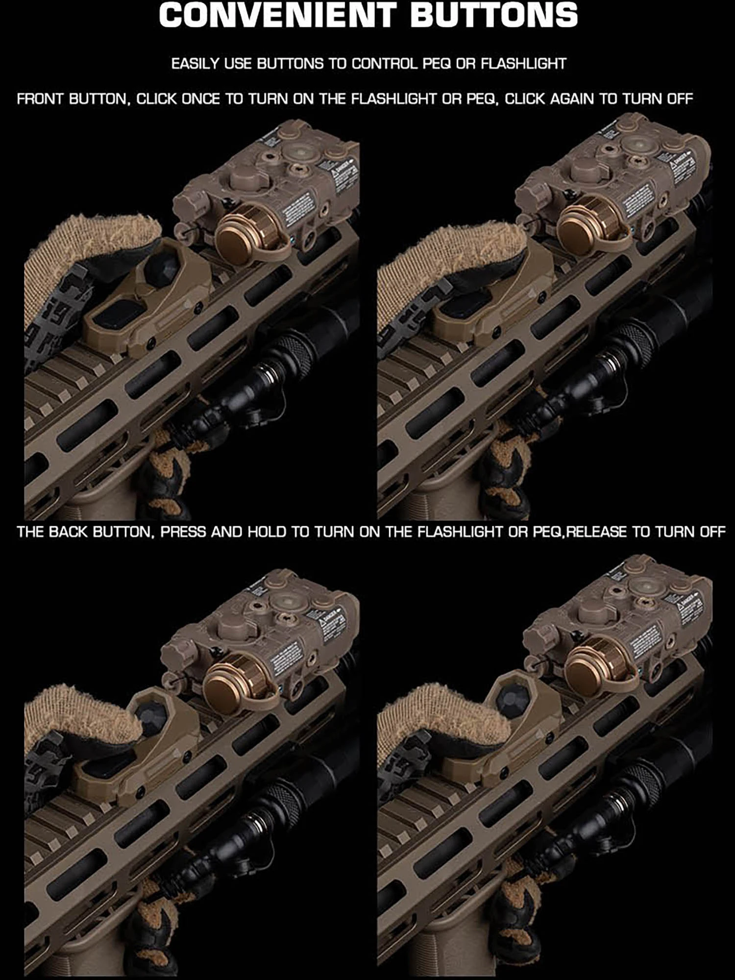 AXON Picatinny/Mlok Rail interruptor doble remoto de un solo cable para linterna de arma SF luz 2,5mm/láser de grúa DBALPEQ - imagen 4