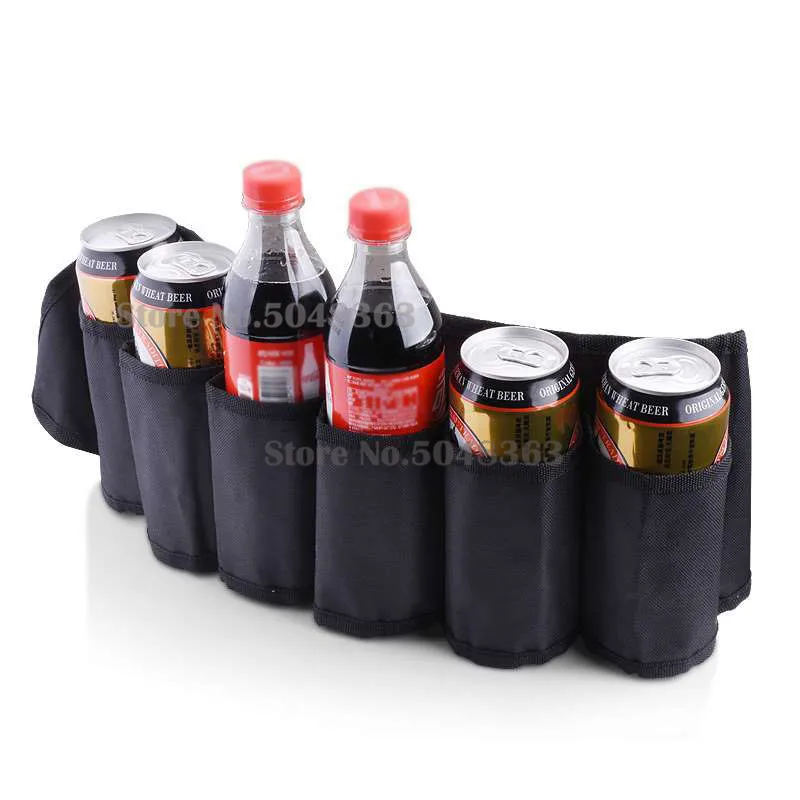 Paquete de 6 fundas de cinturón de camuflaje para bebidas y refrescos de cerveza, soporte para botellas de cerveza al aire libre, cinturón táctico de caza para amantes de la cerveza