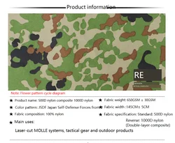 650GSM Japón JSDF camo/tela australiana de doble capa 500D compuesto de nailon 1000D corte láser MOLLE tela antiinfrarrojos