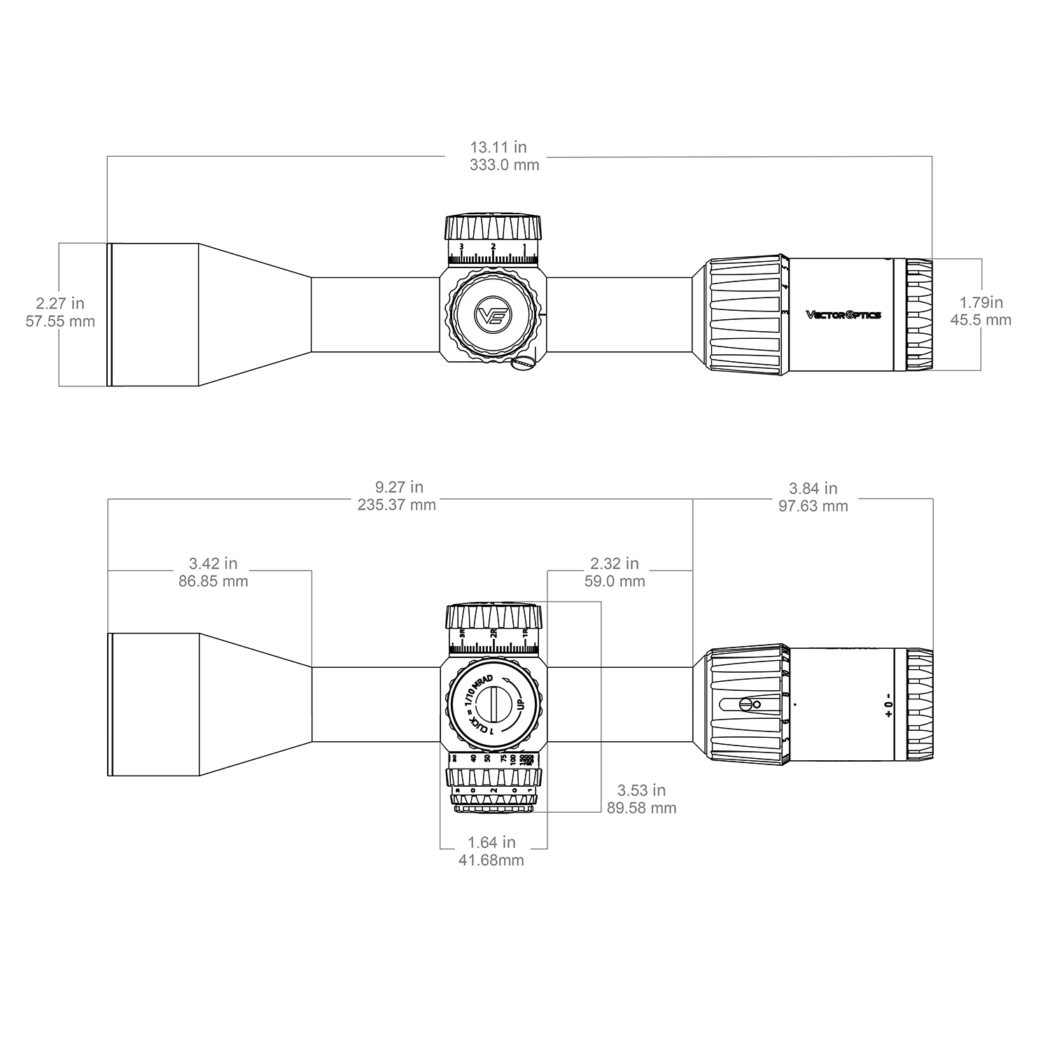 Mira Telescópica Vector Optics Tauron 3-18x50 FFP | Ajuste de Torreta con Bloqueo 1/10 MIL | Parada en Cero | Para Caza y Uso Táctico - imagen 5