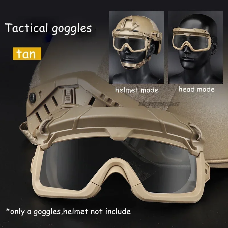 Gafas tácticas para exteriores, Airsoft, Paintball, tiro, seguridad, protección ocular, 2 modos, uso de cabeza o casco - imagen 5