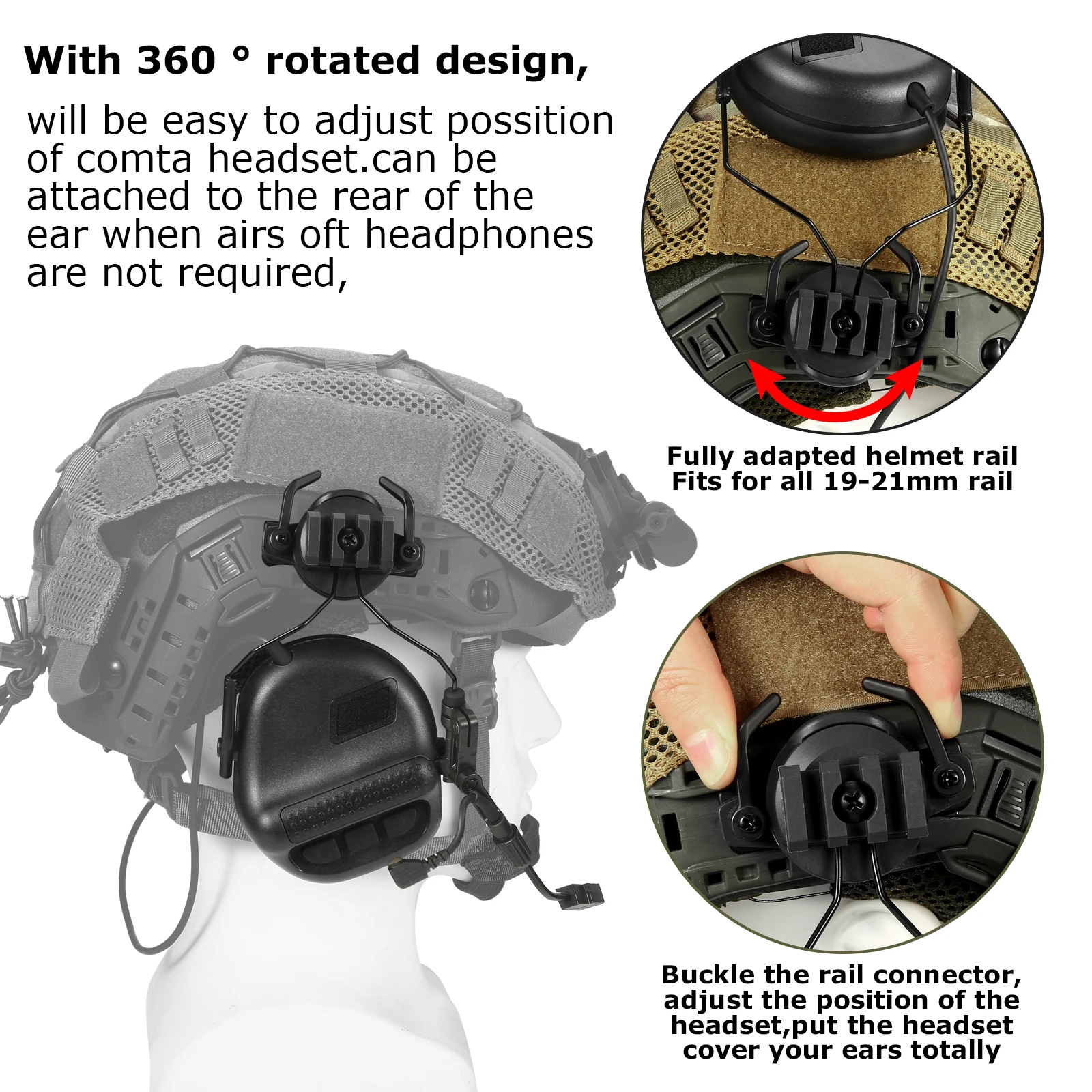 Auriculares para casco táctico ARM NEXT F20, orejera militar, protección auditiva electrónica, reducción de ruido de caza - imagen 4