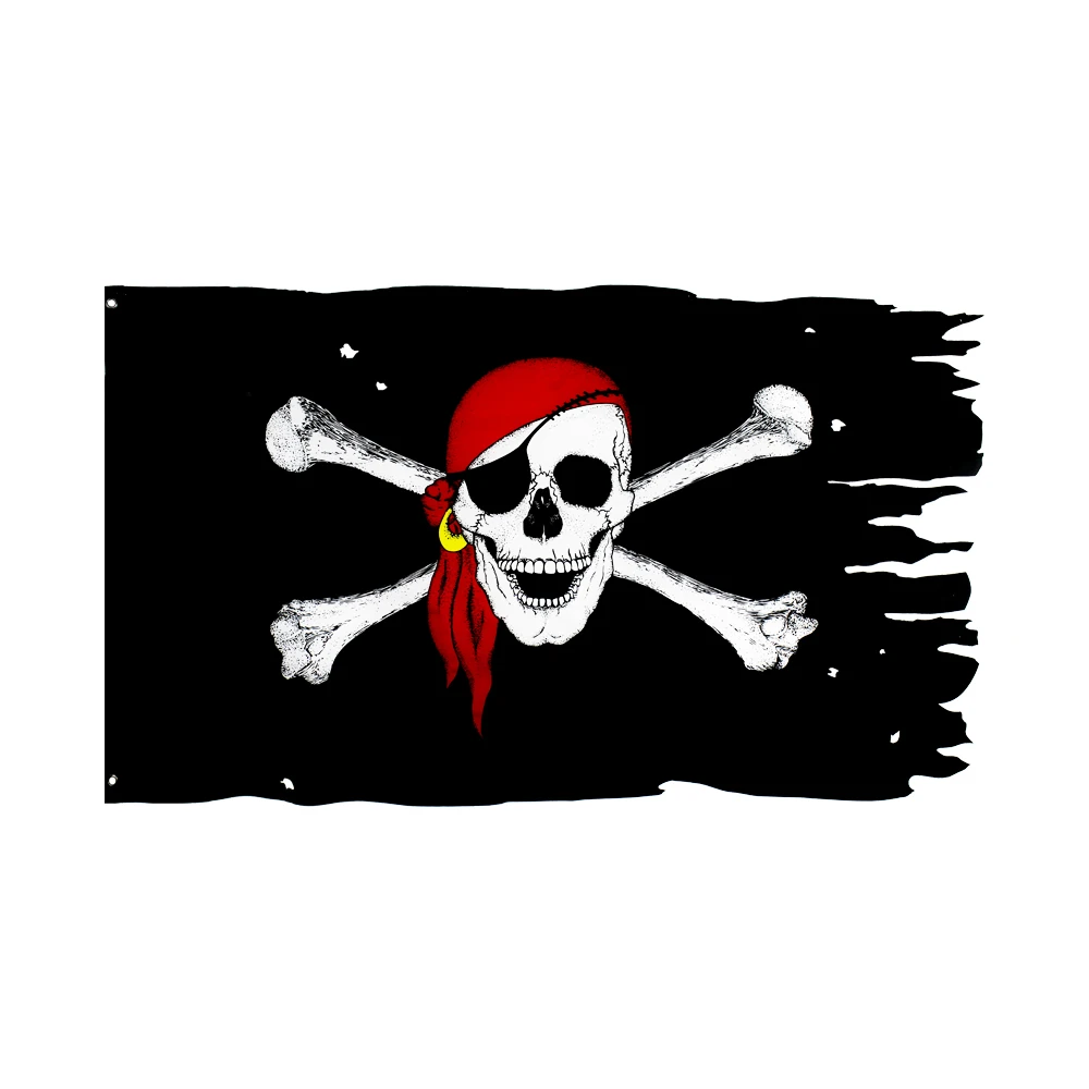 FLAGLINK 90X150CM Estilos horizontales y vertical Pecho de hombre muerto Cráneo doble roto Pirata Jack Rackham Jolly Roger Banderas - imagen 5