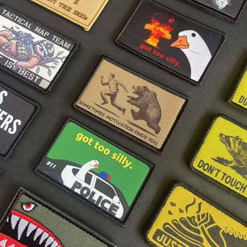 Animales divertidos con apliques de tela con insignia de moral de dicho clásico, GOOSE, CAT, ratón, Rat, Racon, parche táctico de oso para ropa, sombrero - imagen 3