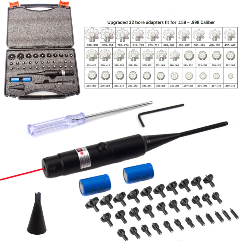 Kit de puntero láser rojo de 32 adaptadores para puntero láser de calibre.177 a.50.78 colimador puntero de orificio Universal