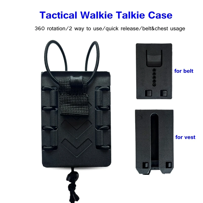 Funda táctica compacta para Radio, funda para walkie-talkie de polímero, Clip para chaleco MOLLE, bolsa para Radio de dos vías, portador de interfono - imagen 5