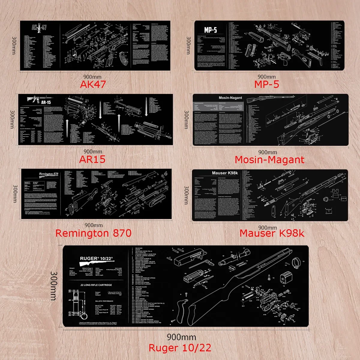 Alfombrilla de goma para limpieza de pistola Glock 17 19, alfombrilla de ratón para AR15, AK47, Gen5, 1911, CZ-75, P320, CZ, shadow2, SA, Remington 870, MP5 - imagen 2