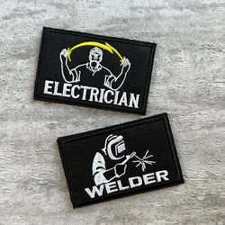 Parche Táctico de Soldador y Electricista, Insignia de Moral Bordada con Gancho y Bucle, Accesorios Decorativos para Mochila y Ropa, Adhesivo para Brazalete