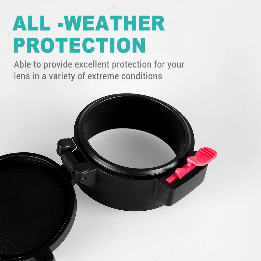 Cubierta de lente de alcance de Rifle, cubiertas de alcance de apertura rápida de 39,4-48mm con tapa protectora de alcance óptica a presión para mira telescópica - imagen 2