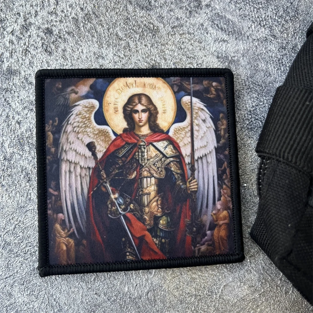 Parche táctico Arcángel Michael, brazalete del ejército de moral militar, parches de gancho y bucle impresos para pegatina de mochila - imagen 3